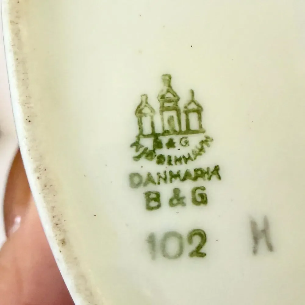 Porcelain Vase Pair Seagull Bing Grondahl Denmark Ceramic 2.5in Blue Danish MCM